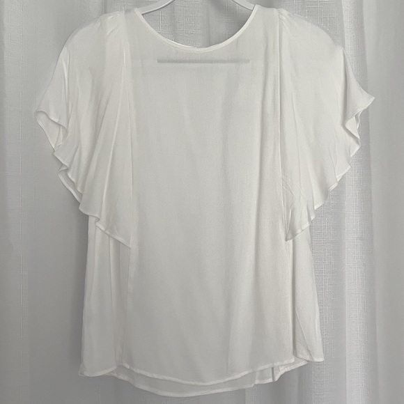 NWT LOFT Snowy White Flutter Sleeve - Picture 3 of 4